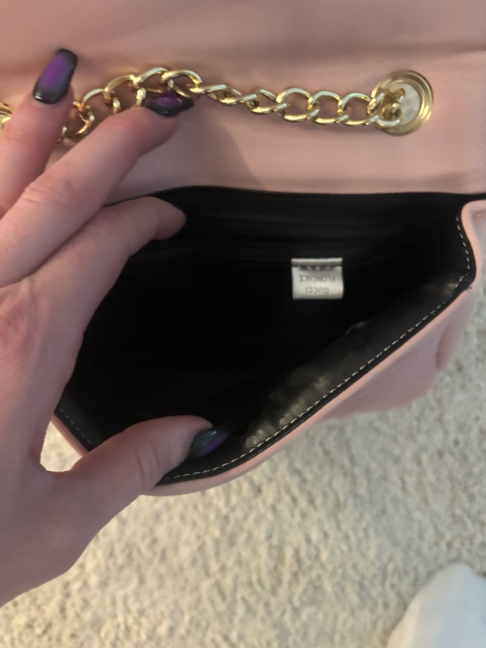 Blush Pink GG Matelassé Chain Crossbody - Picture 7 of 8